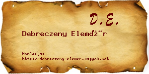 Debreczeny Elemér névjegykártya